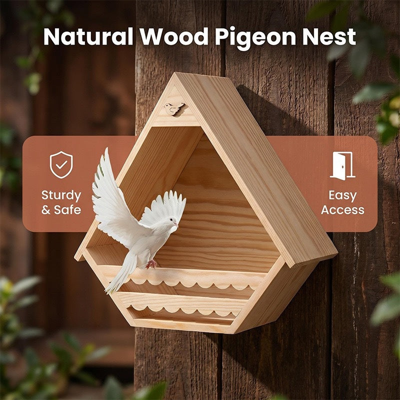 Hanging Pine Wood Outdoor Bird House – Weather-Resistant Garden Breeding Nesting Box