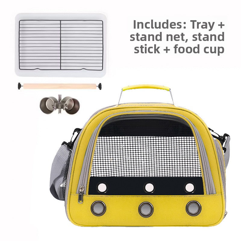 Portable Bird Carrier Shoulder Bag – Breathable Mesh Adjustable Travel Parrot Tote