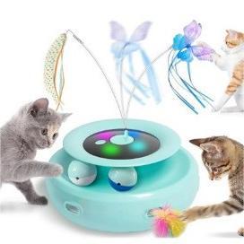 Smart Motorized Automatic Rotating Cat Turntable – Interactive Teaser Wand Hunting Toy