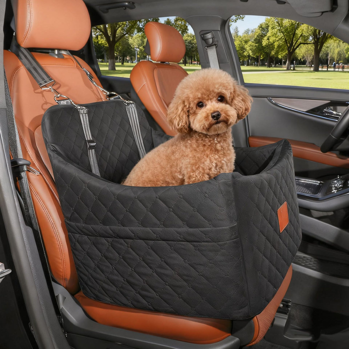 Washable Elevated Base Pet Car Bed – Detachable Breathable Multi-Surface Travel Seat
