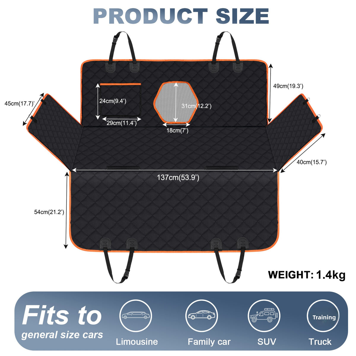 Waterproof Mesh Window Pet Car Seat Mat – Heavy-Duty Anti-Slip Travel Hammock Protector