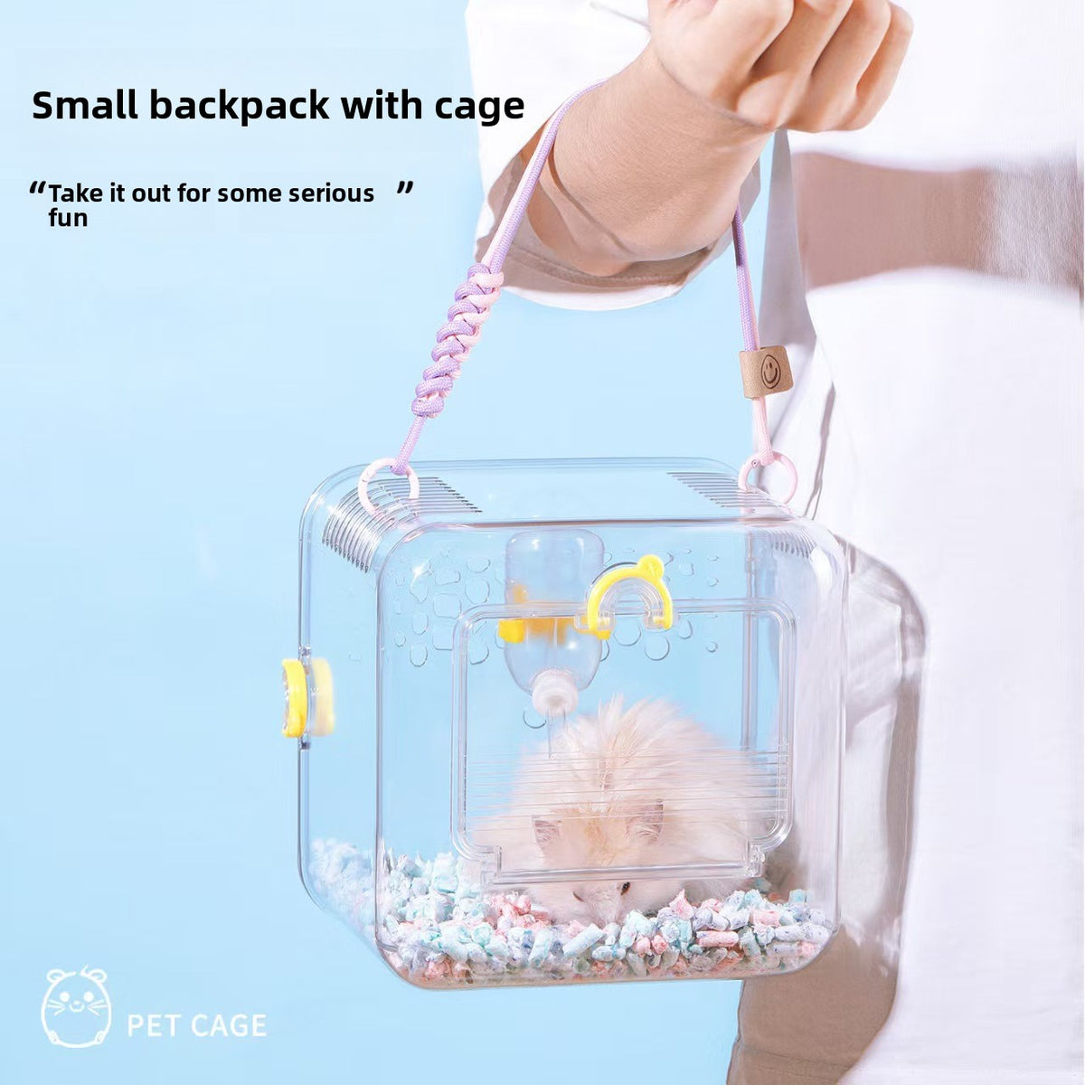 Portable Clear Panoramic Hamster Travel Cage – Lightweight Ventilation Small Pet Carrier