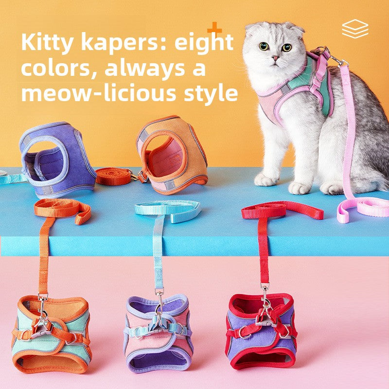 No-Choke Escape-Proof Cat Vest Harness – Adjustable Soft Cloth Walking Leash Set