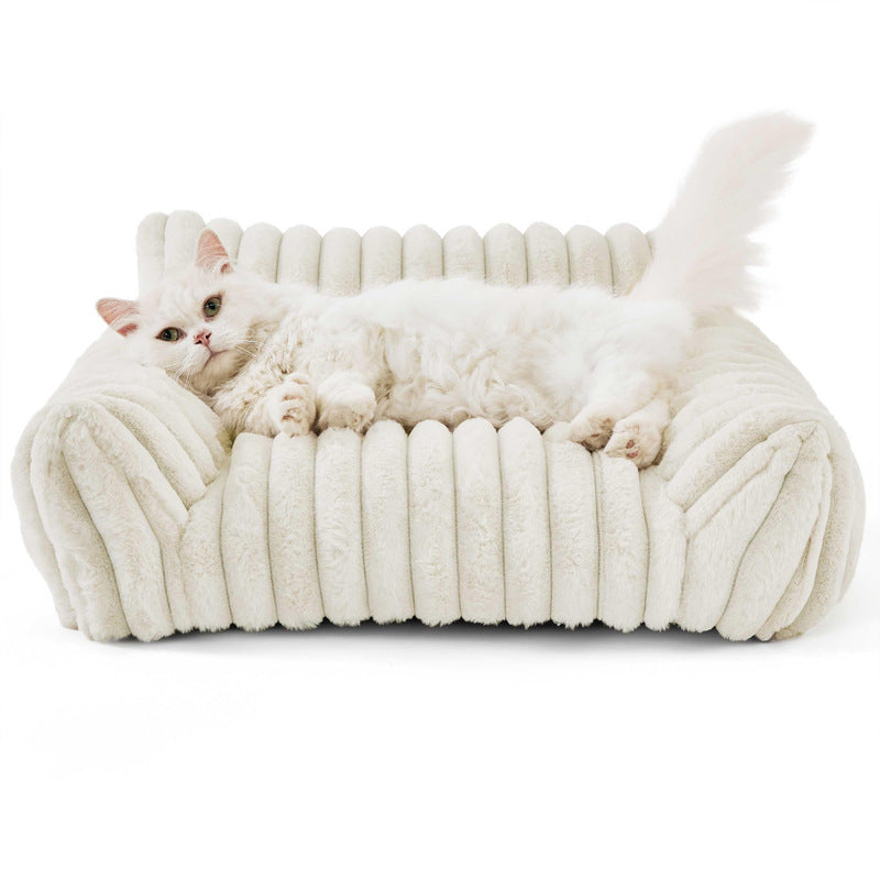 Anti-Anxiety Washable Plush Pet Sofa Bed – Removable All-Season Calming Couch Lounger