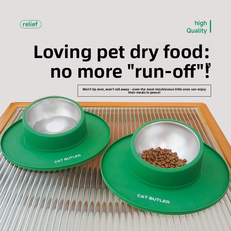 Anti-Slip Dual Silicone Pet Bowl – No-Spill Elevated Food And Water Mat Station