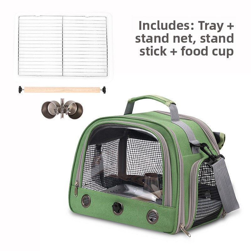 Portable Bird Carrier Shoulder Bag – Breathable Mesh Adjustable Travel Parrot Tote