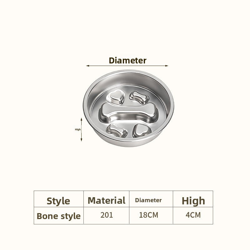 Heavy-Duty Stainless Steel Slow Feeder Bowl – No-Slip Rust-Resistant Anti-Choke Meal Station