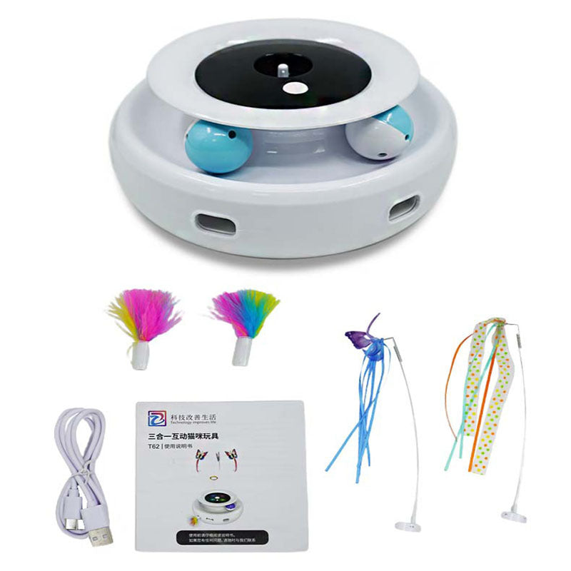Smart Motorized Automatic Rotating Cat Turntable – Interactive Teaser Wand Hunting Toy