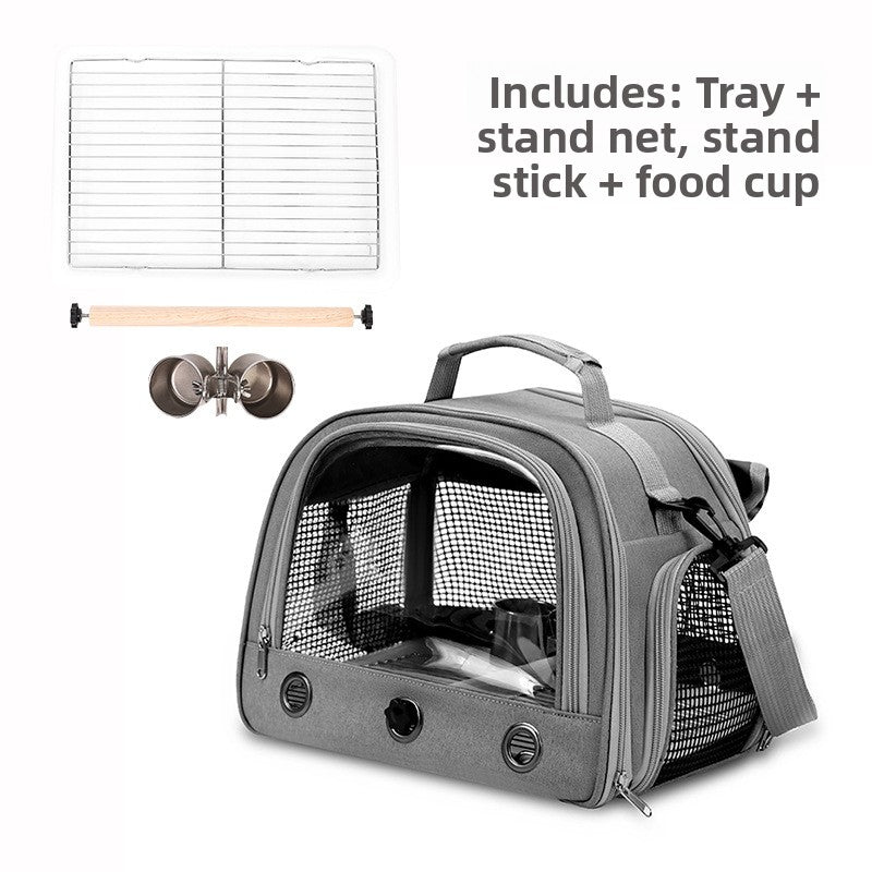 Portable Bird Carrier Shoulder Bag – Breathable Mesh Adjustable Travel Parrot Tote