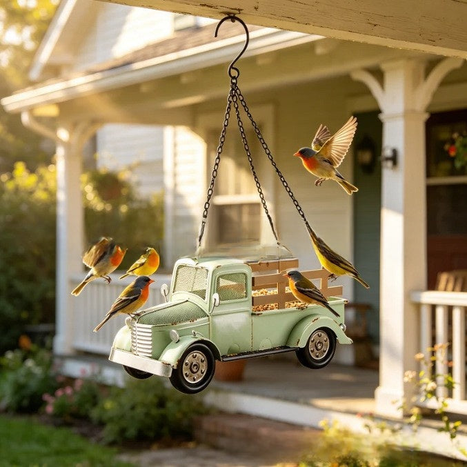 Vintage Truck Garden Bird Feeder – Weather-Resistant Resin Nostalgic Outdoor Sculpture