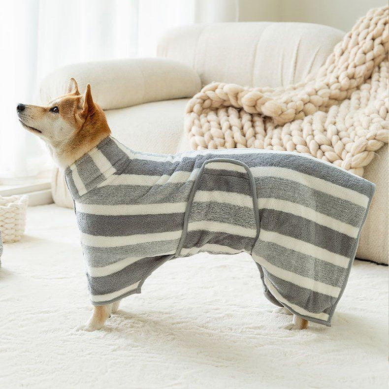 Thickened Coral Velvet Pet Bath Towel – Super Absorbent Full Body Wrapping Coat