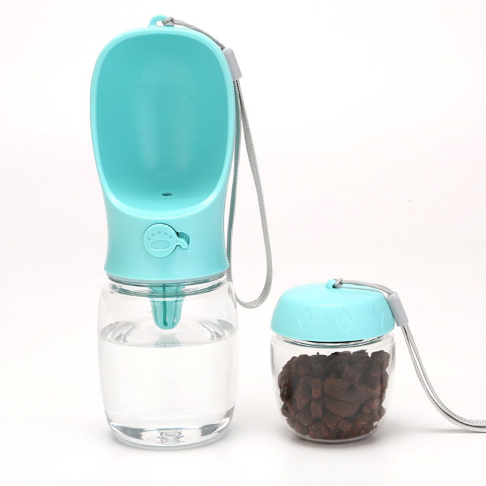 2-in-1 Portable Pet Travel Bottle – Leak-Proof Outdoor Food Water Dispenser Cup