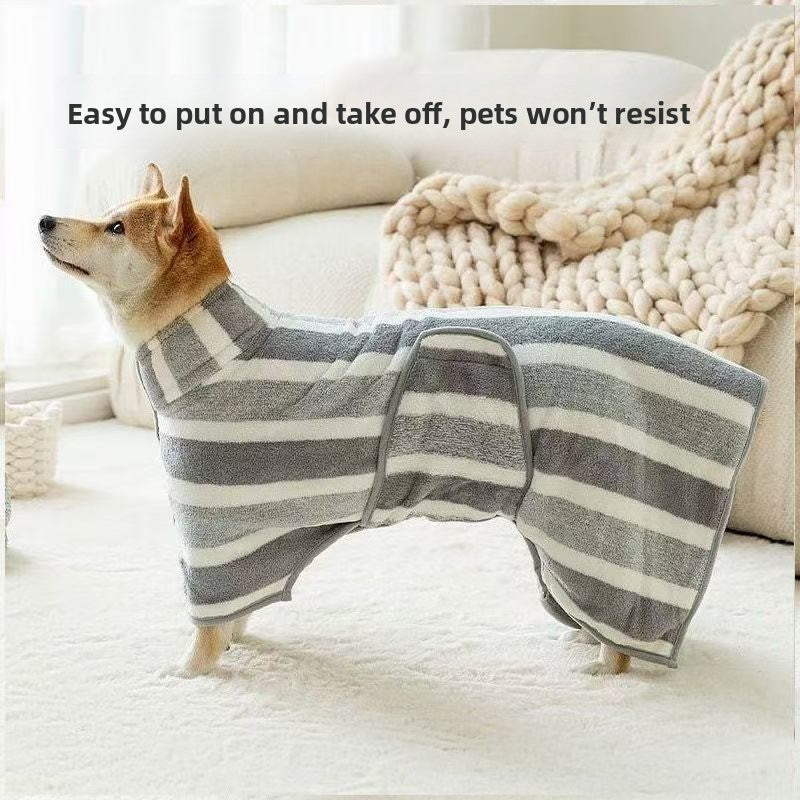 Thickened Coral Velvet Pet Bath Towel – Super Absorbent Full Body Wrapping Coat