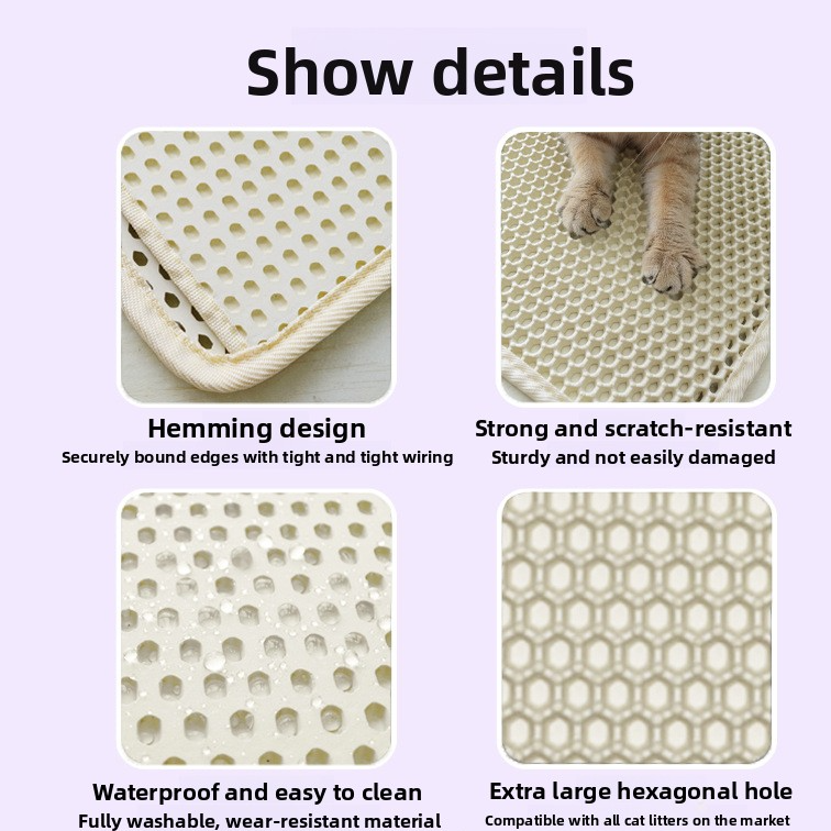 Waterproof EVA Cat Litter Mat – Leak-Proof Anti-Spill Trapping Waste Pad