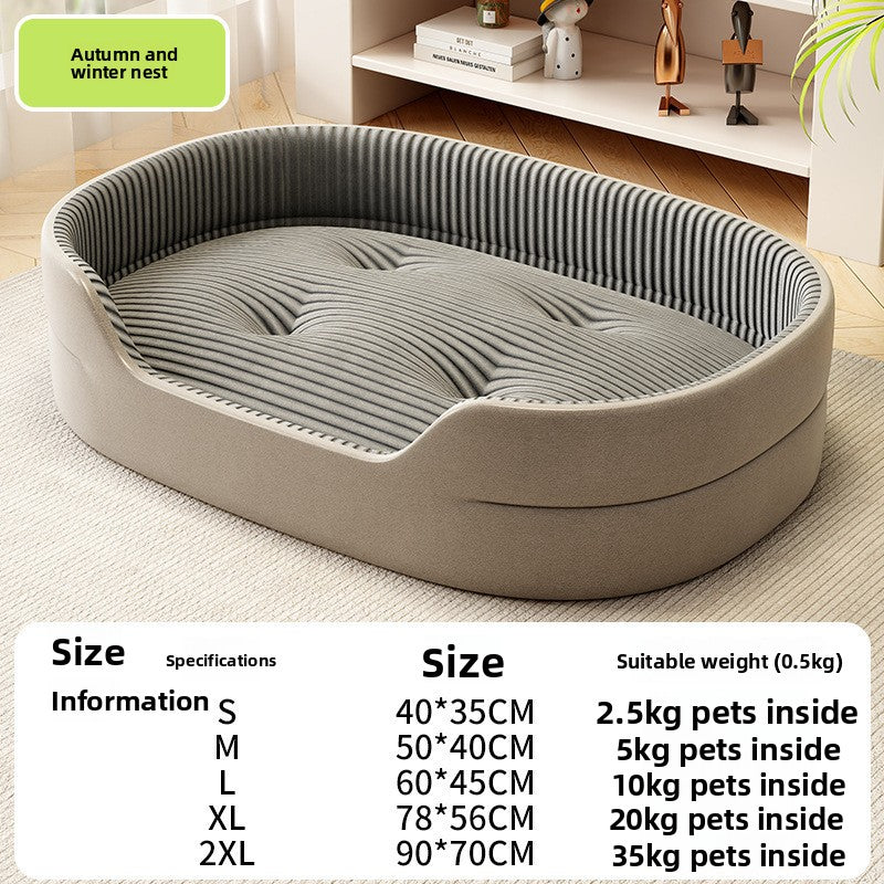 Anti-Overheating Plush Pet Cooling Bed – Summer Refreshing Raised Fence Calming Sofa Lounger