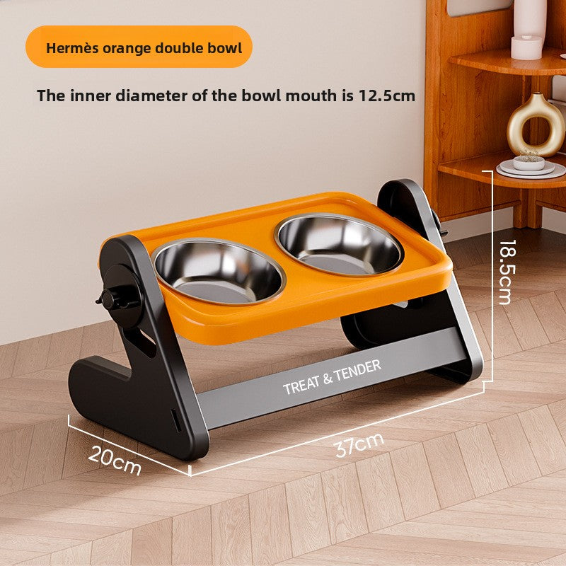 Elevated Adjustable Height Pet Feeder – Posture Support Dual Stainless Steel Dining Station