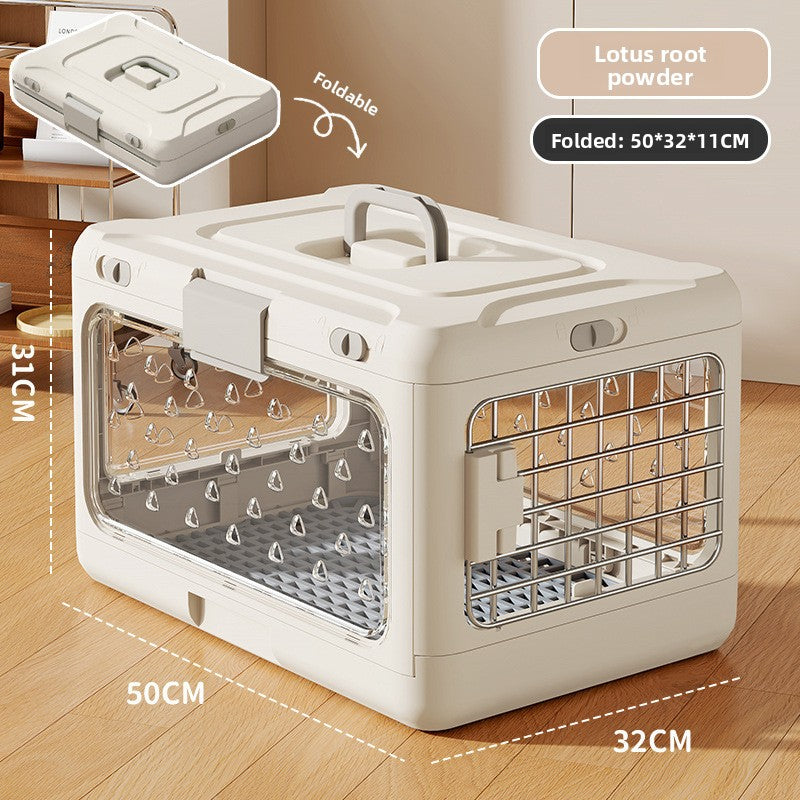Foldable Thickened Plastic Pet Travel Cage – Space-Saving Airline Approved Multi-Pet Carrier
