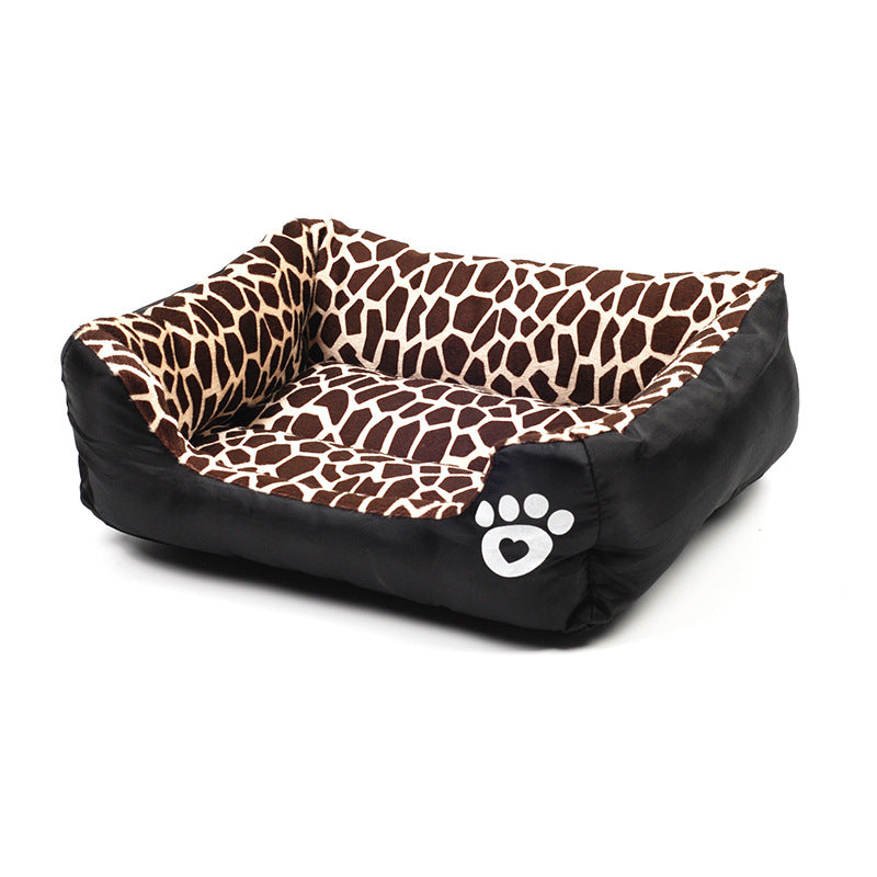 Water-Resistant Oxford Cloth Pet Nest – Rectangular Animal Pattern Cotton Dog Bed
