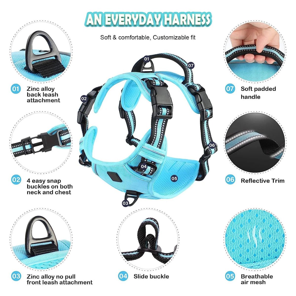 No-Pull Soft Padded Dog Harness Vest – Comfortable Control Everyday Walking Solution