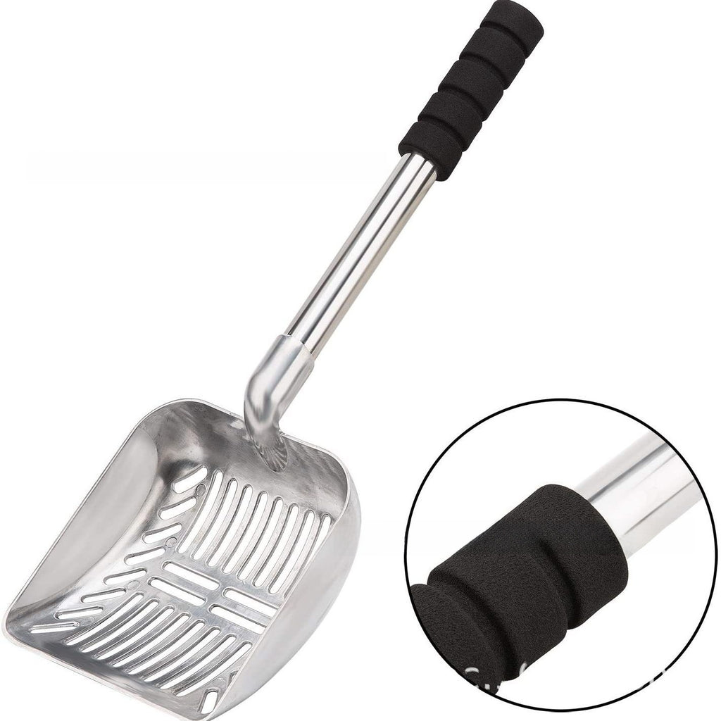 Extended Handle Aluminum Cat Litter Scoop – Ergonomic No-Bend Mesh Waste Sifter