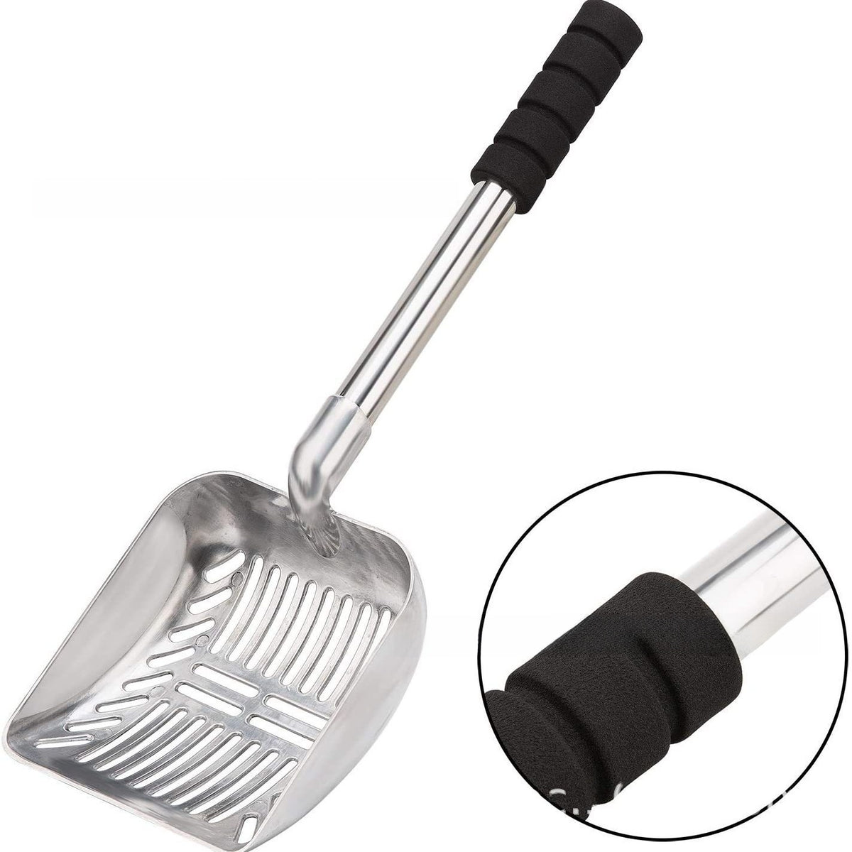Extended Handle Aluminum Cat Litter Scoop – Ergonomic No-Bend Mesh Waste Sifter