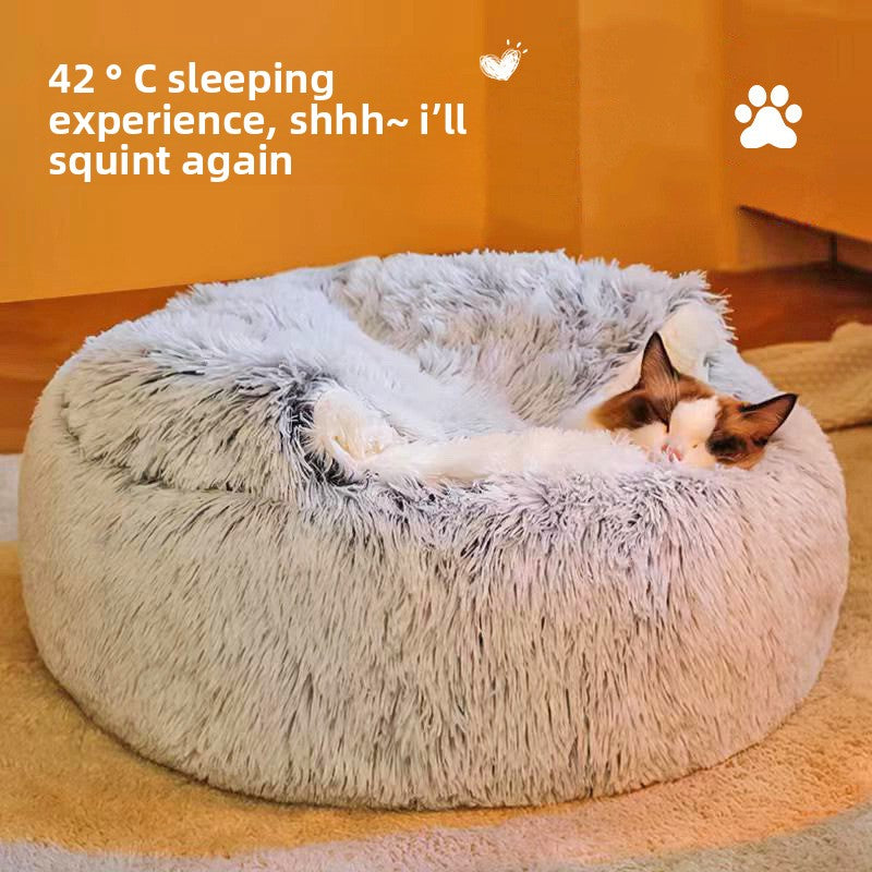 Semi-Enclosed Shell Shape Pet Cave Bed – Deep Sleep Insulating Plush Velvet Lounger