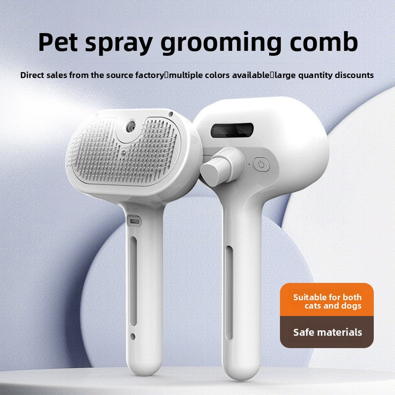 Steamy Silicone Pet Grooming Brush – 3-in-1 Spray Massage Hair Deshedding Comb