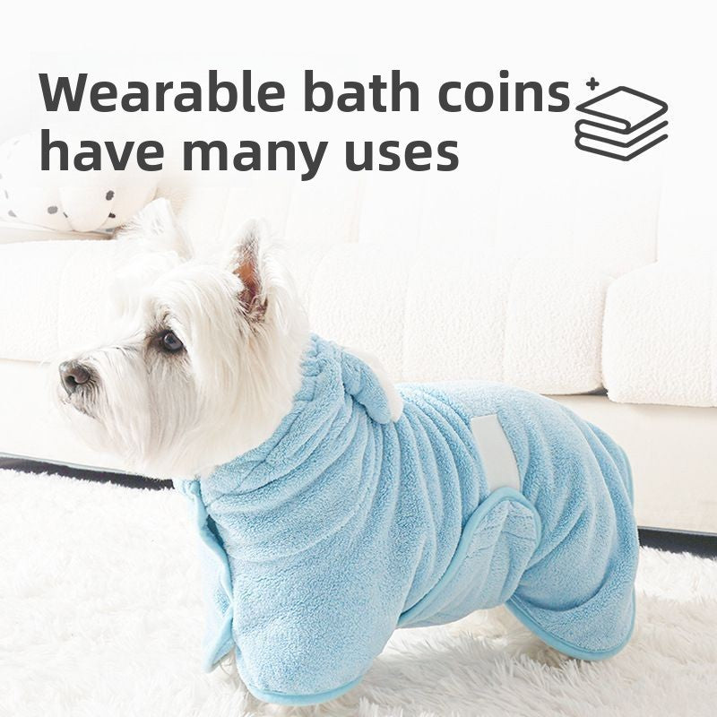 Quick-Drying Hooded Pet Bath Towel – Ultra-Absorbent Soft Coral Fleece Wrap