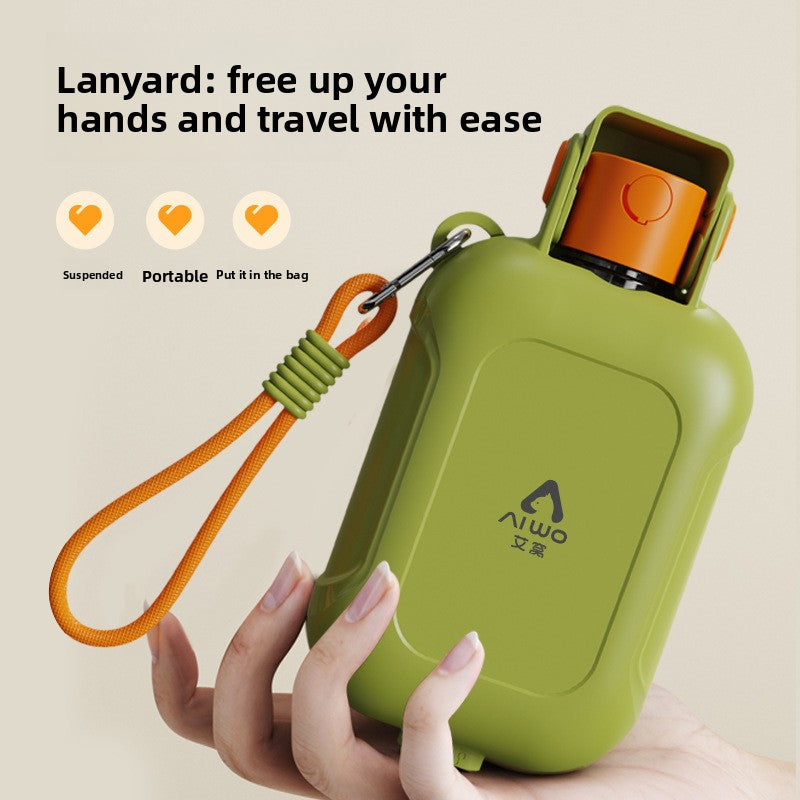 2-in-1 Portable Pet Travel Bottle – Foldable Bowl With Integrated Food Container