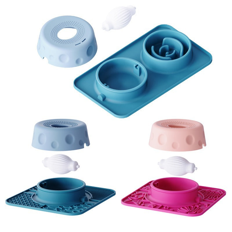 Silicone Slow Feeder Bowl – Calming Licking Mat With Rolling Toy For Anxiety