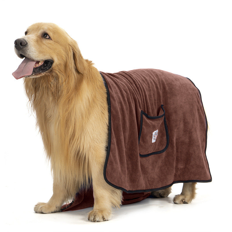super absorbent quick-drying Dual-Pocket Microfiber Dog Bath Towel