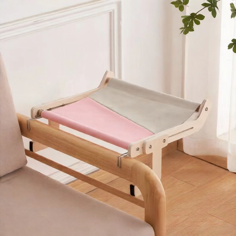 Versatile Wooden Hanging Cat Hammock – Multi-Mount Window Balcony and Bedside Cradle