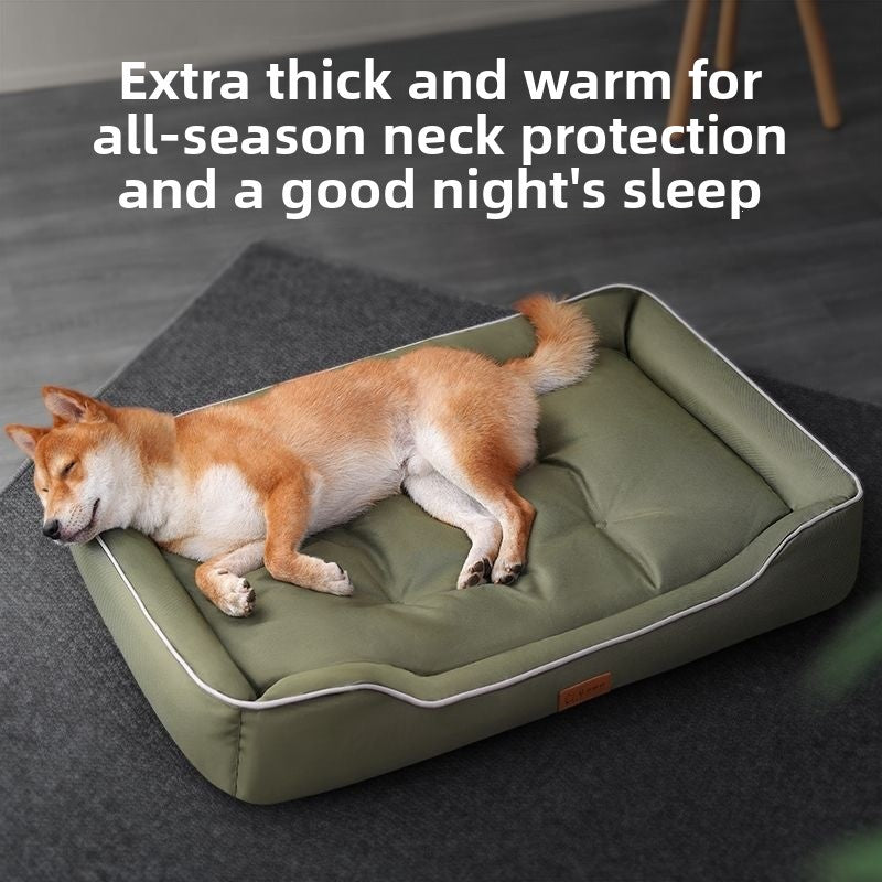 Chew-Resistant All-Seasons Cooling Pet Bed – Urine-Proof Washable Non-Stick Fur Cushion
