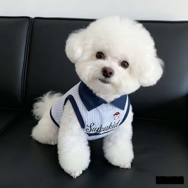 Classic Polo Collar Summer Dog Vest – Lightweight Breathable Thin Home Lounge Wear