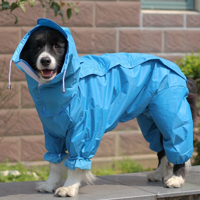 Full-Body Four-Legged Waterproof Dog Raincoat – High-Visibility Reflective All-Weather Storm Hoodie
