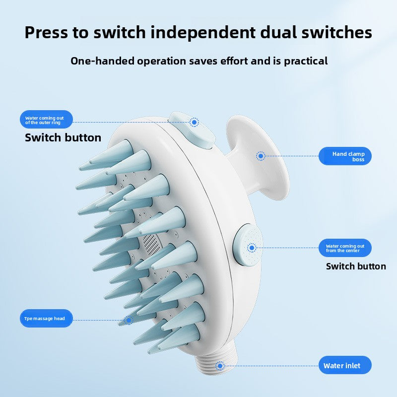 3-in-1 Large Dog Shower Sprayer Head – High-Efficiency Massage De-Shedding Rinsing Attachment