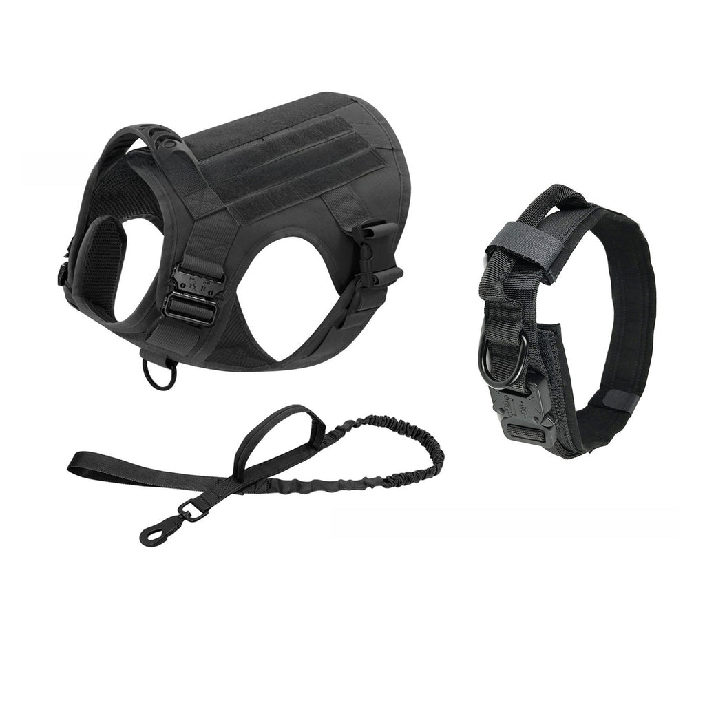 Heavy-Duty Tactical Dog Vest Set – Rugged Training Harness With Leash And Collar
