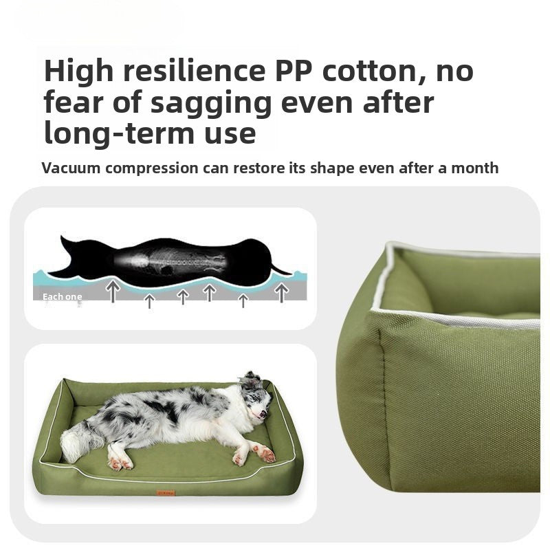 Chew-Resistant All-Seasons Cooling Pet Bed – Urine-Proof Washable Non-Stick Fur Cushion