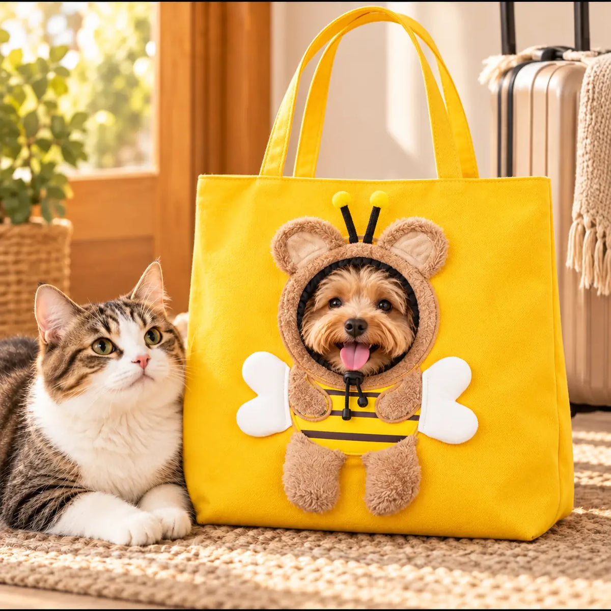 Cute Pattern Hands-Free Pet Carrier Sling – Breathable Lightweight Crossbody Travel Tote