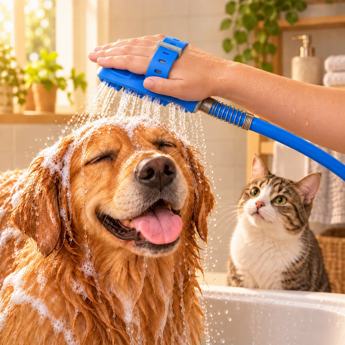 3-in-1 Silicone Pet Shower Head Attachment – Extended Reach Massage Grooming Sprayer